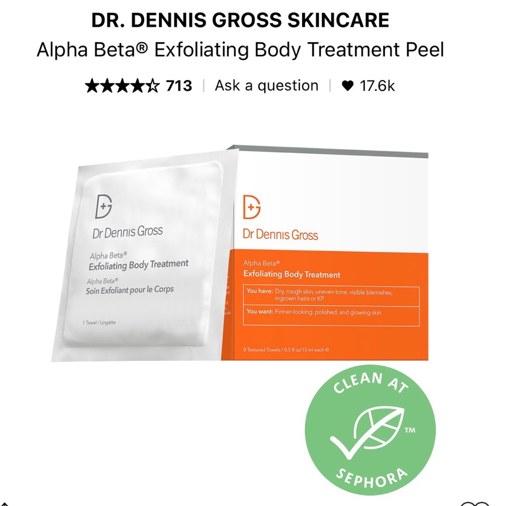 Dr. Dennis Gross Exfoliating Body Treatment Alpha Beta Pads. Paid $69 + tax.